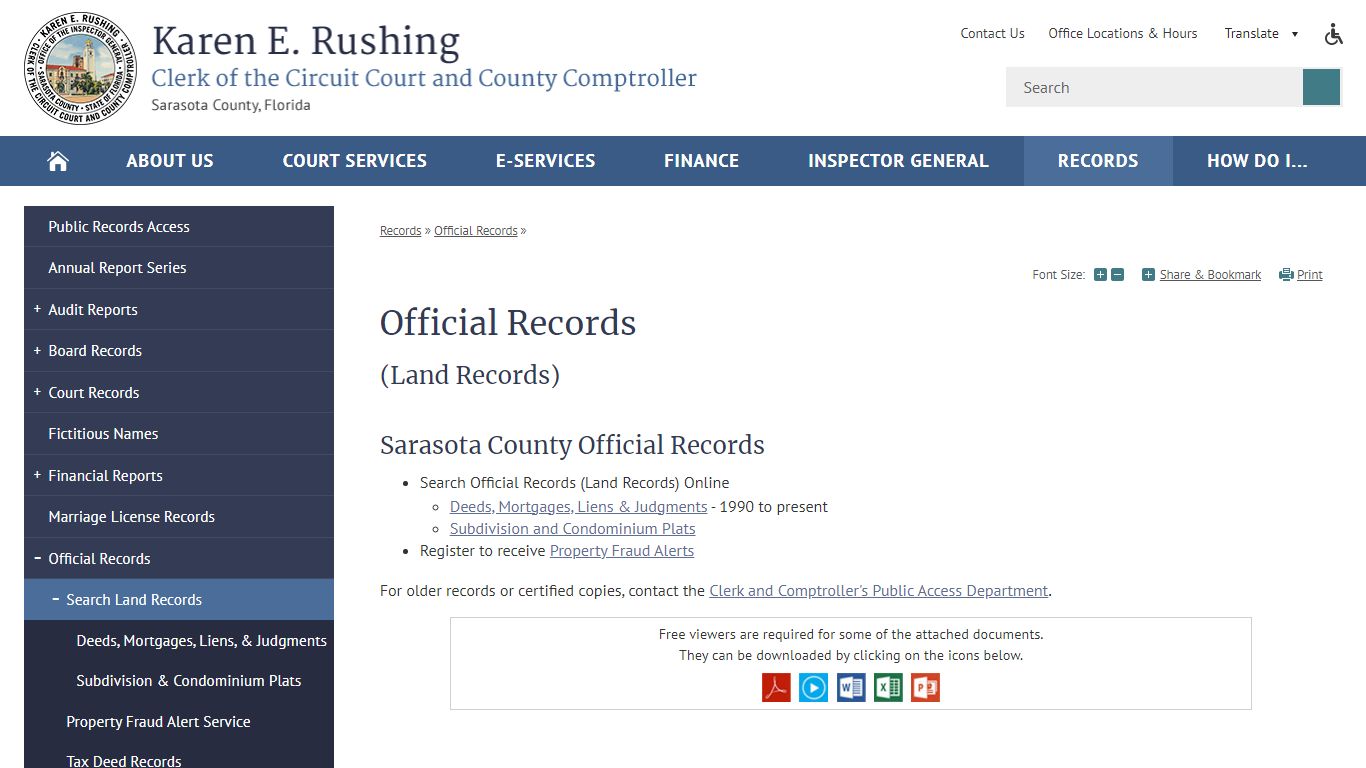 Official Records | Sarasota Clerk and Comptroller